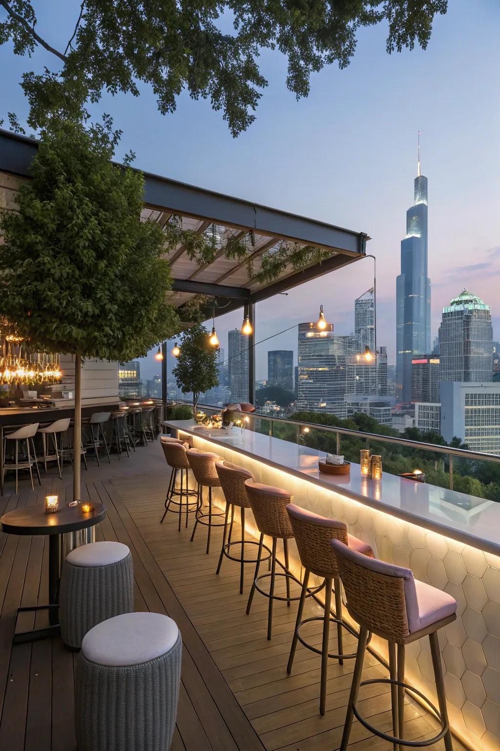 A rooftop pub is ideal for entertaining and taking in the view.