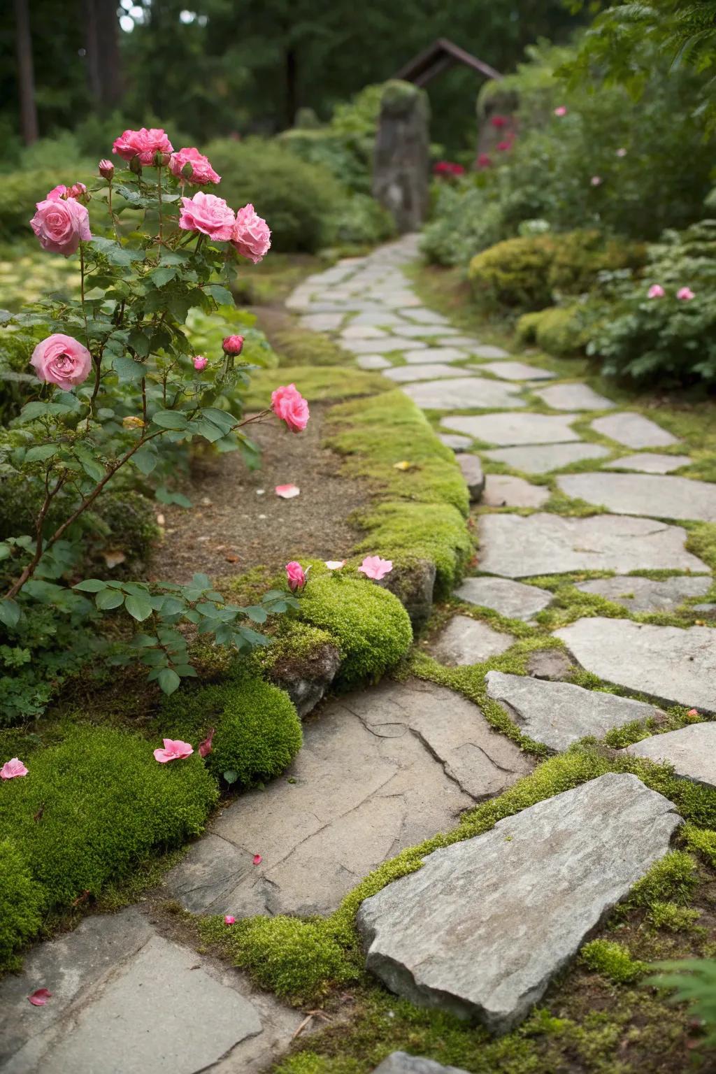 Integrate nature into your pathways through sun rose planting.