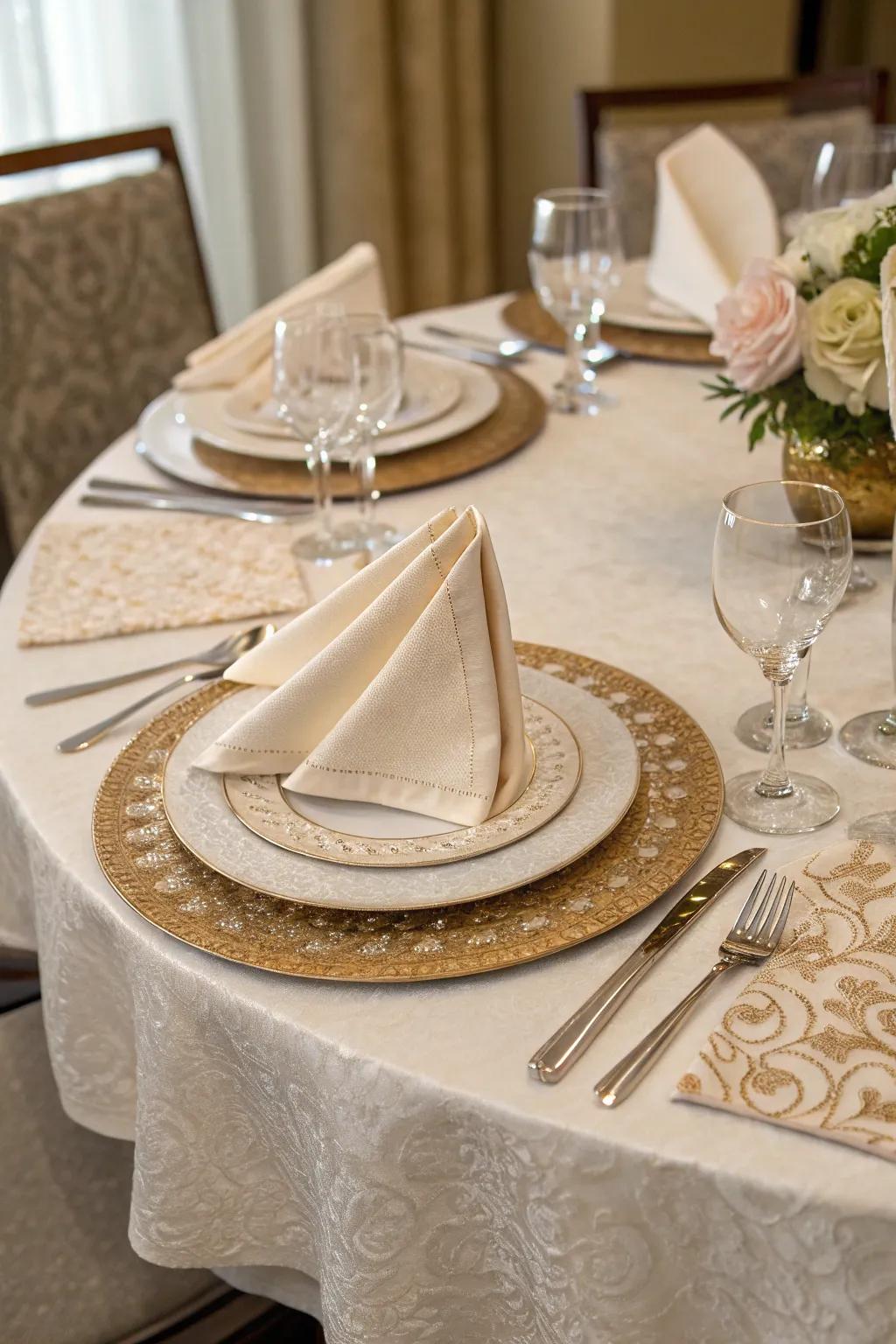 Layered table cloths add dimension and style.