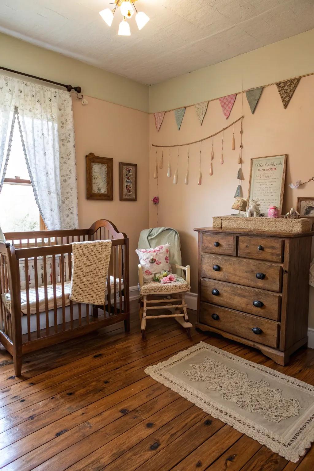 Repurposed furniture introduces a unique and engaging charm.