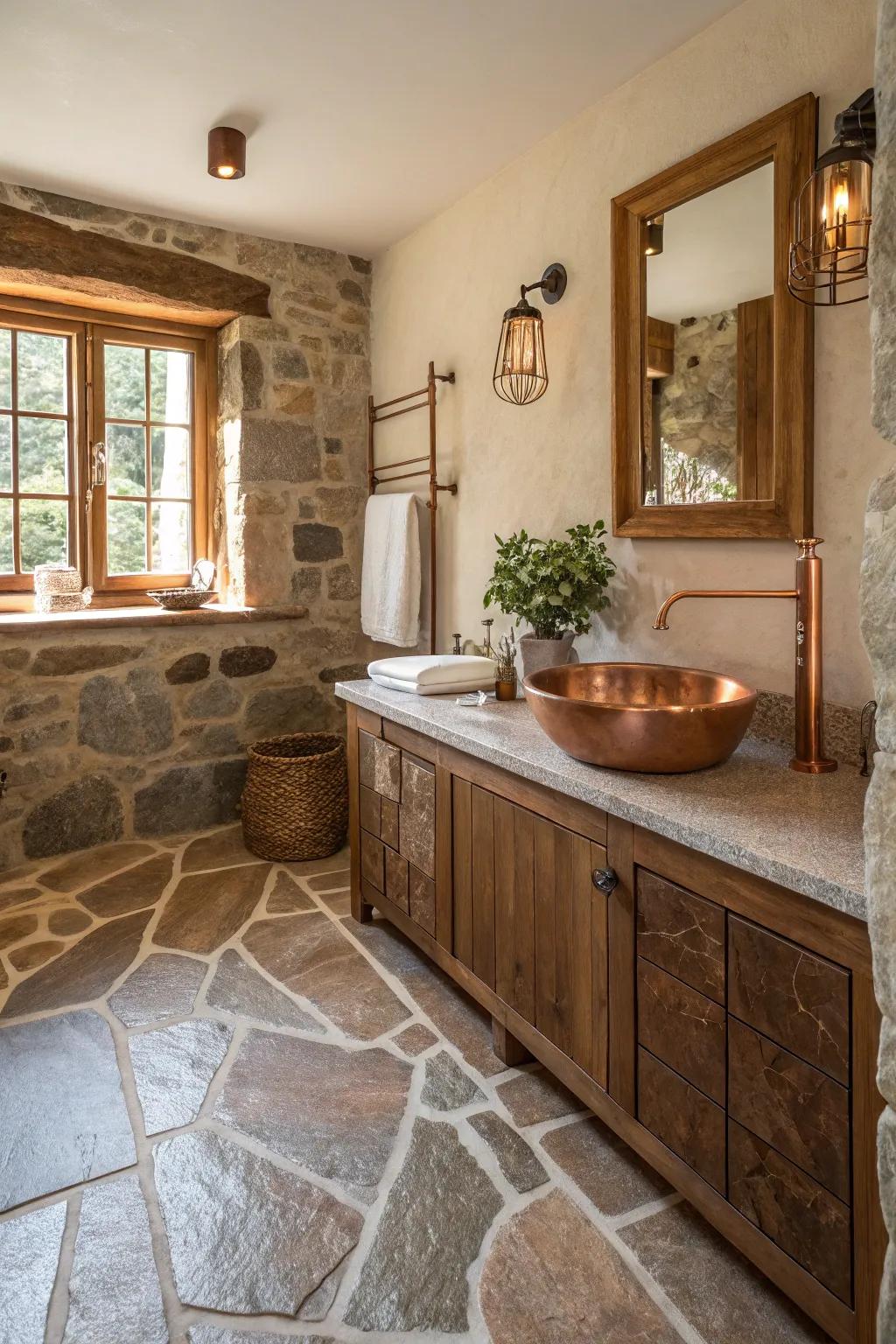 Stone and copper are a great way to achieve elegance.