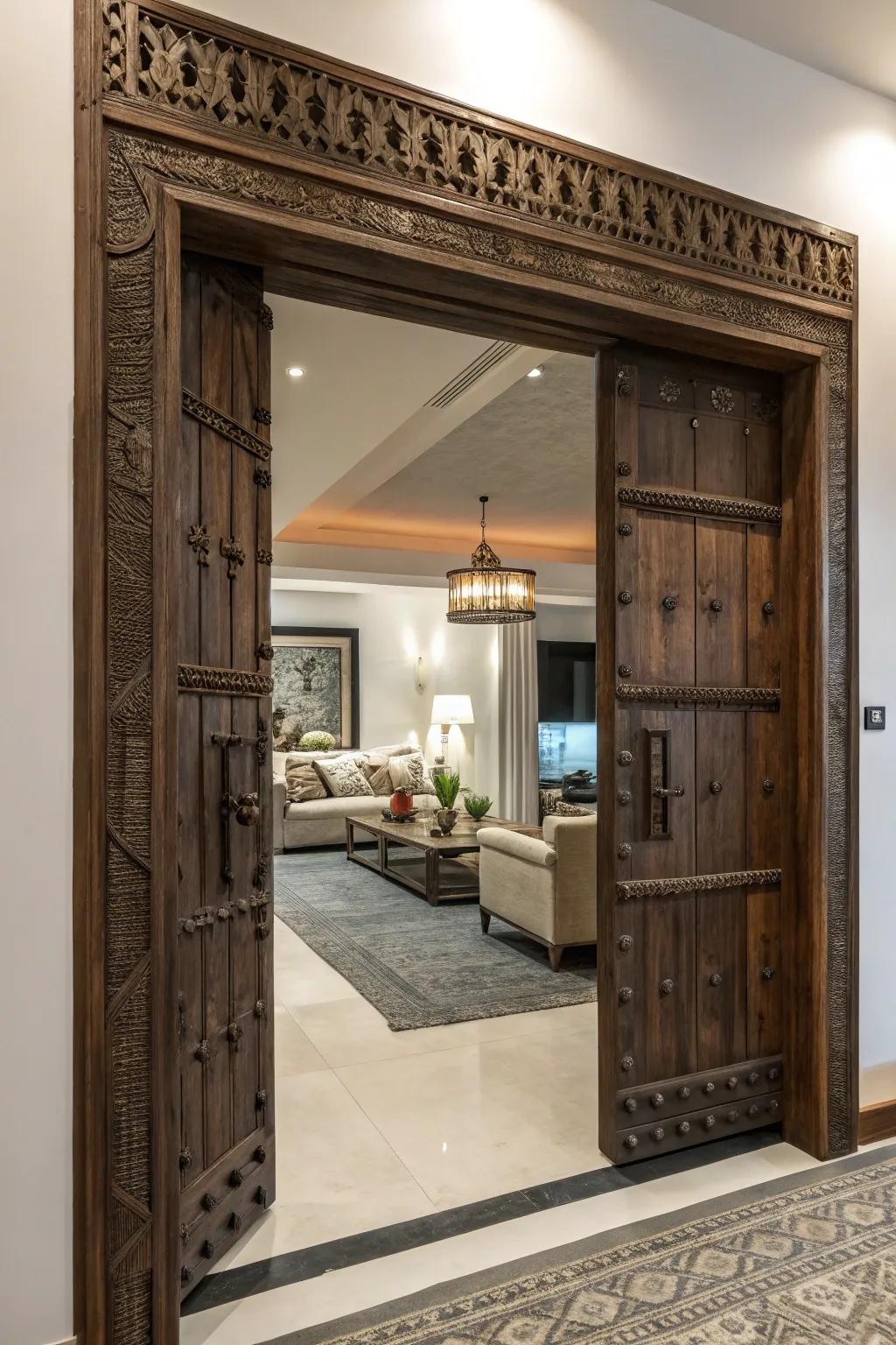 A daring rural doorway casing serving as the core element of a stylish area.