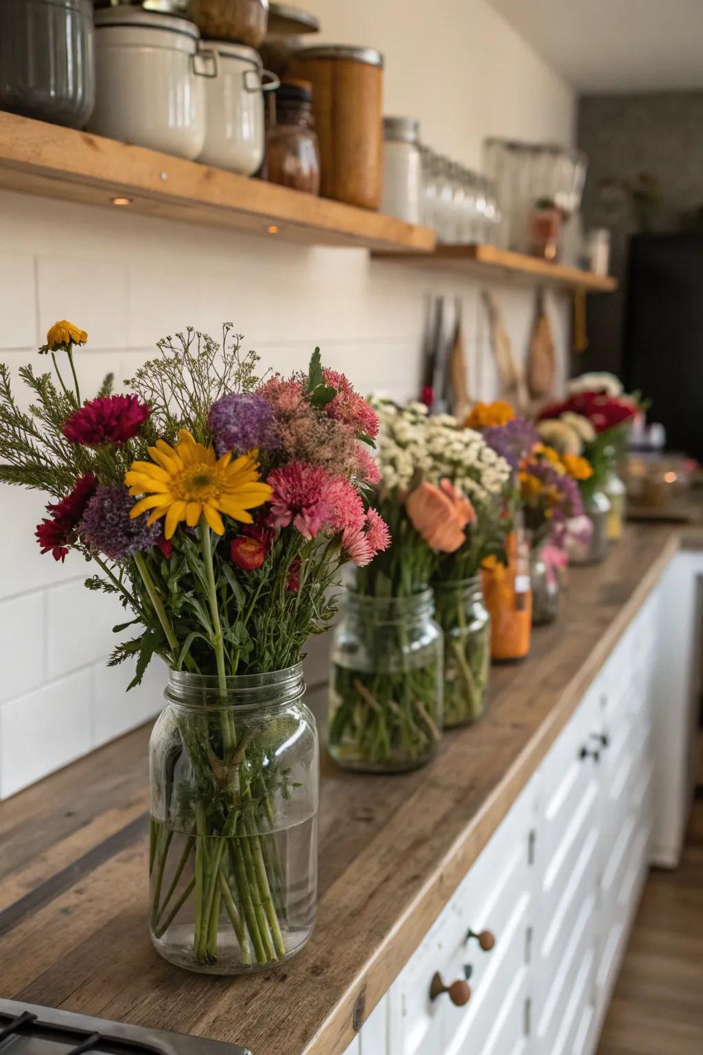 Saving jars are functional and ageless countryside vases.