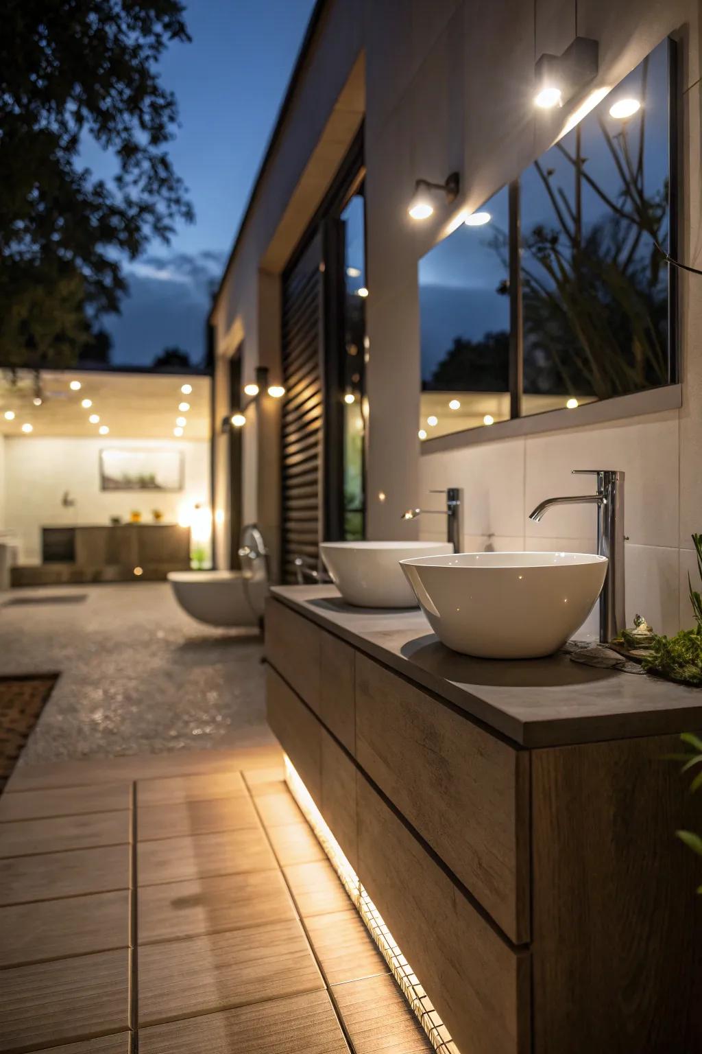 Minimal PIR lighting is ideal for nighttime navigation.