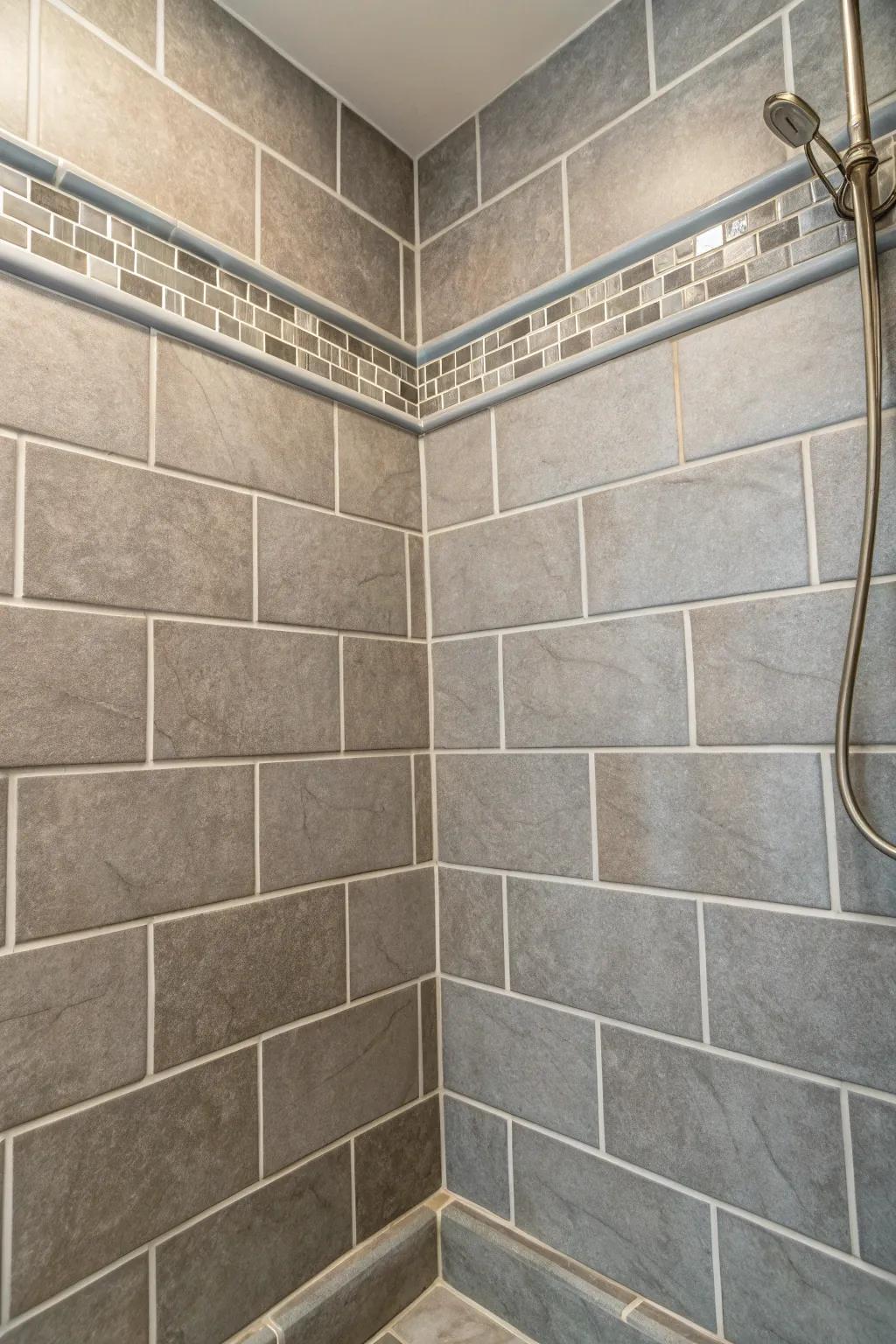 Muted filler designs complement grey tiles perfectly.