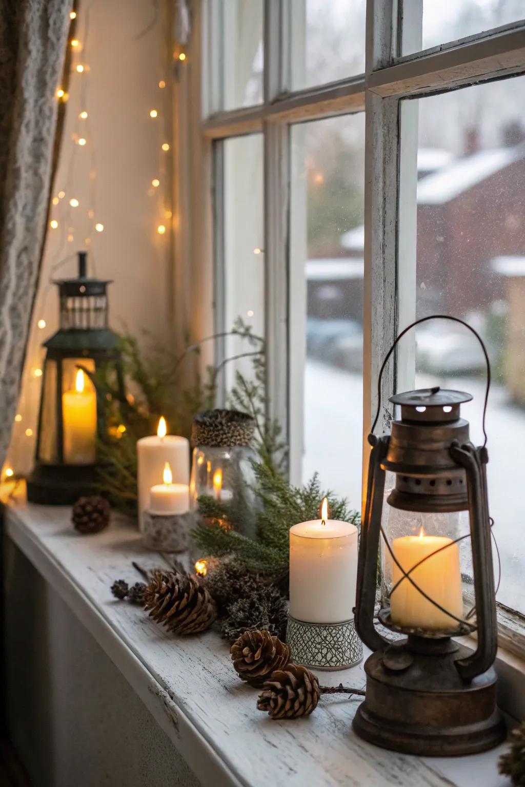 Antiquated beacons furnish a nostalgic radiance for your window display.