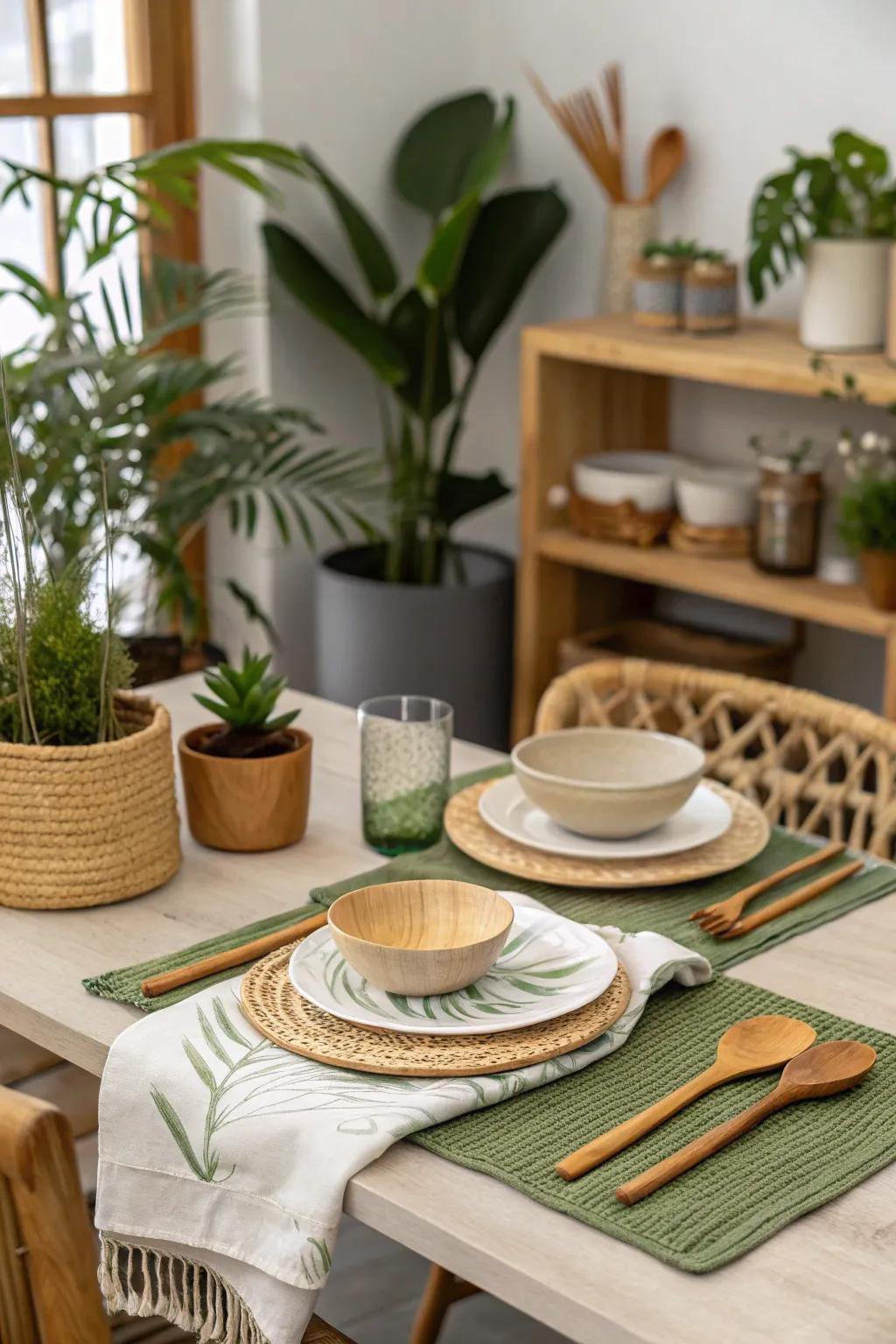 Eco-friendly decorations make sustainability part of the table.