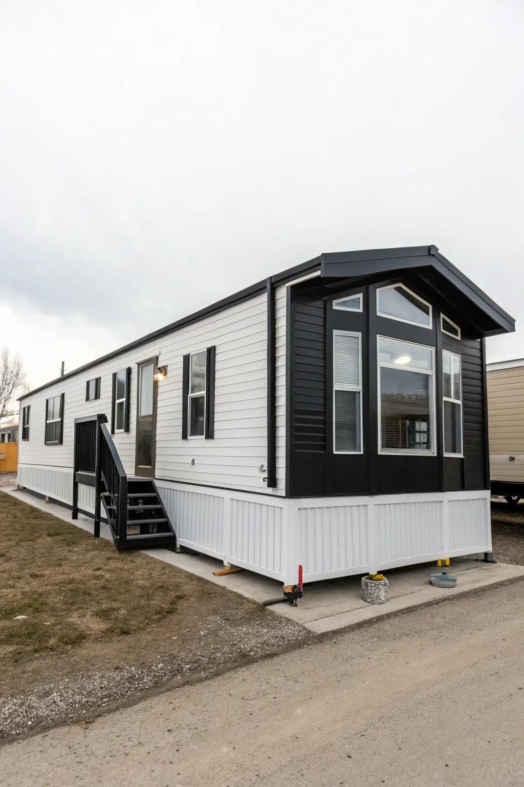 Sharp B&W create a striking, modern look for your mobile home.