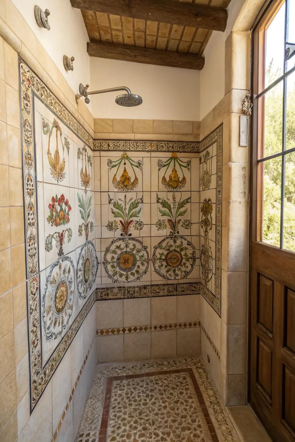 Tile frescoes turn backsplashes into works of art.