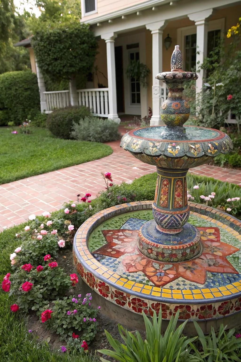 Mosaic inlays bring lively art to your outdoor space.
