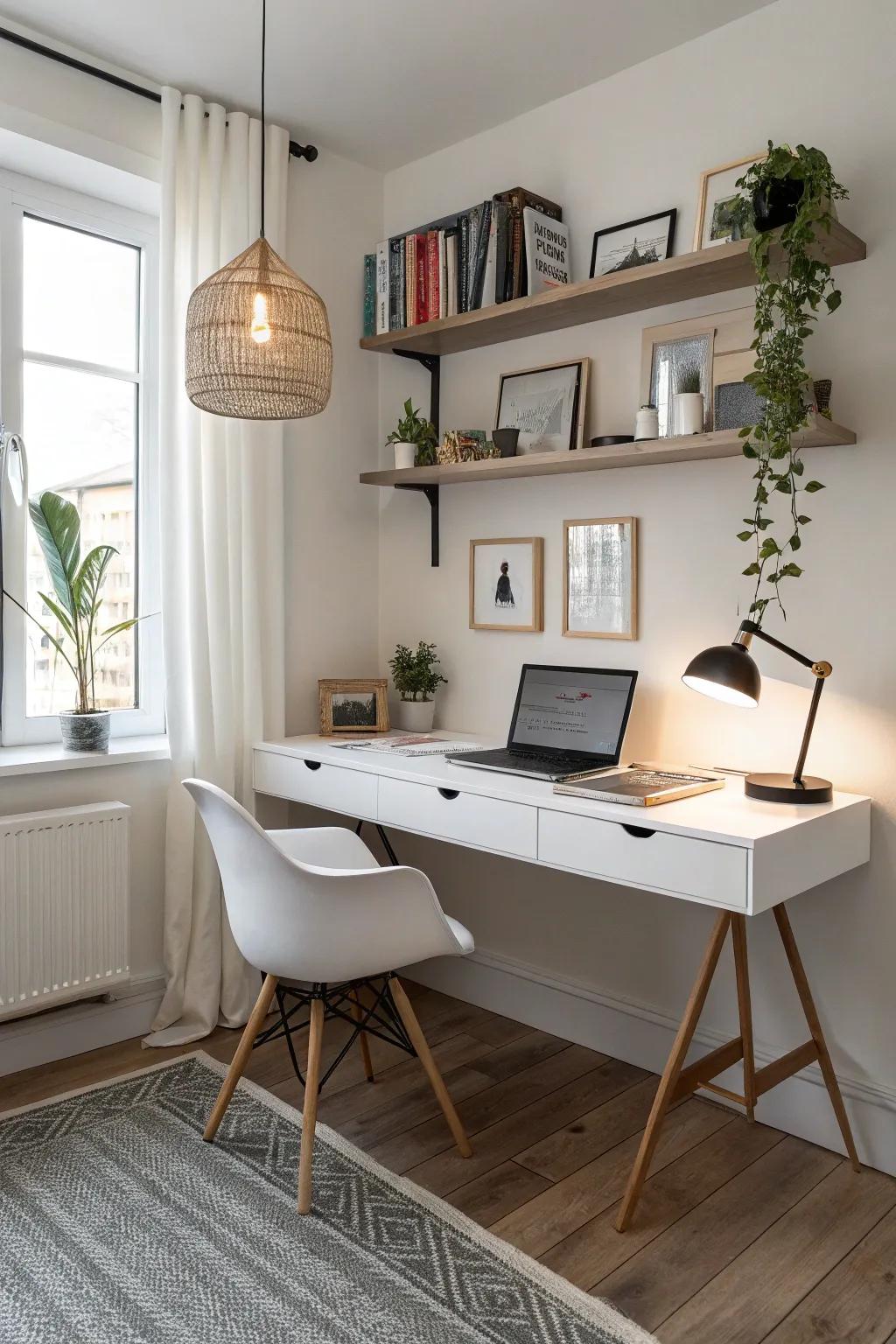 Suspended desks free up floor space while retaining functionality.