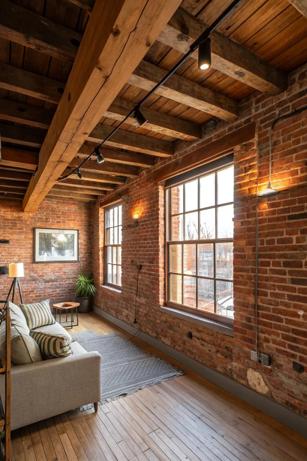 Emphasizing architectural attributes adds character to a loft.