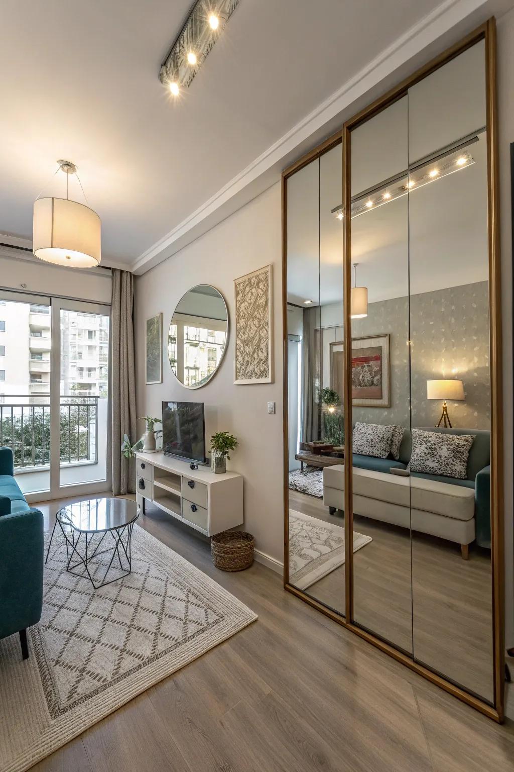 Mirrors and glass can really trick the eye into thinking a space is bigger than it is.