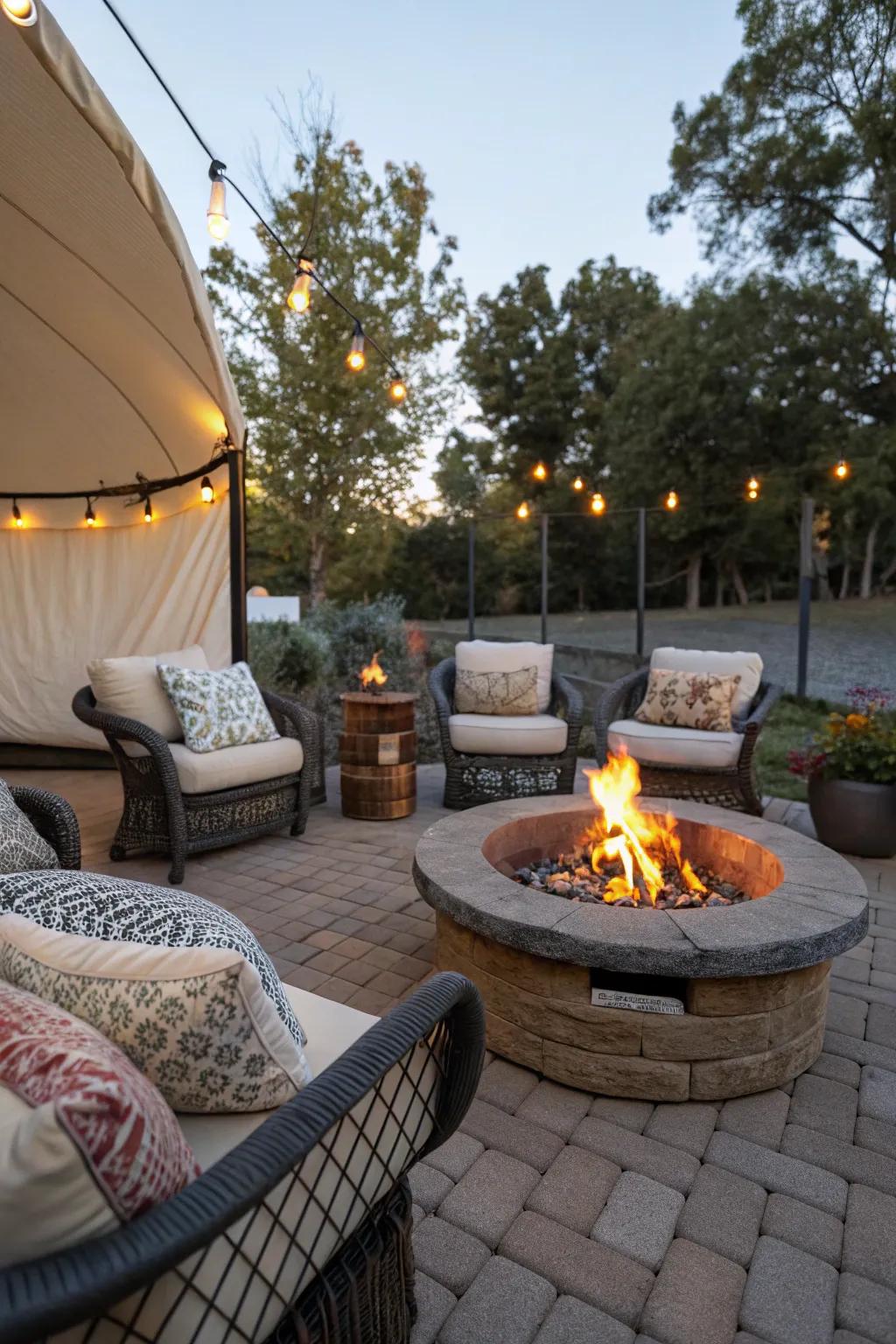 Portable fire pits allow flexible layout options.