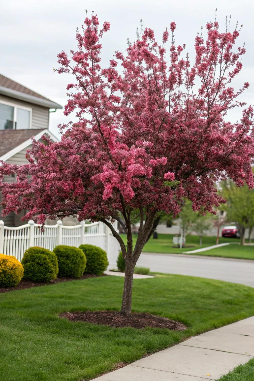 Gladiator flowering crab tree adding vibrant spring colors.