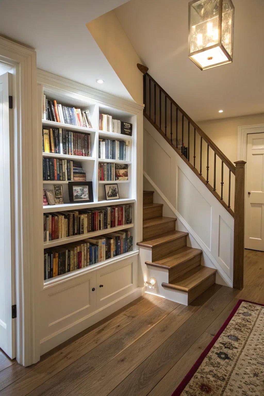 A custom bookcase maximizes space while adding a personal touch.