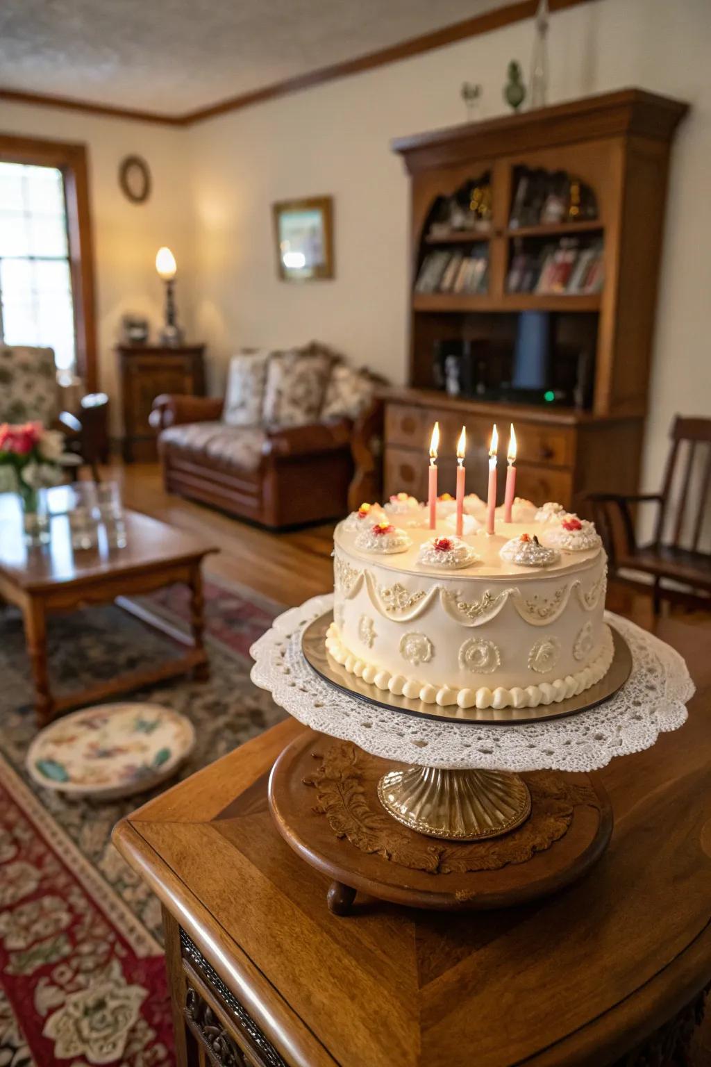 A vintage cake with timeless elegance.