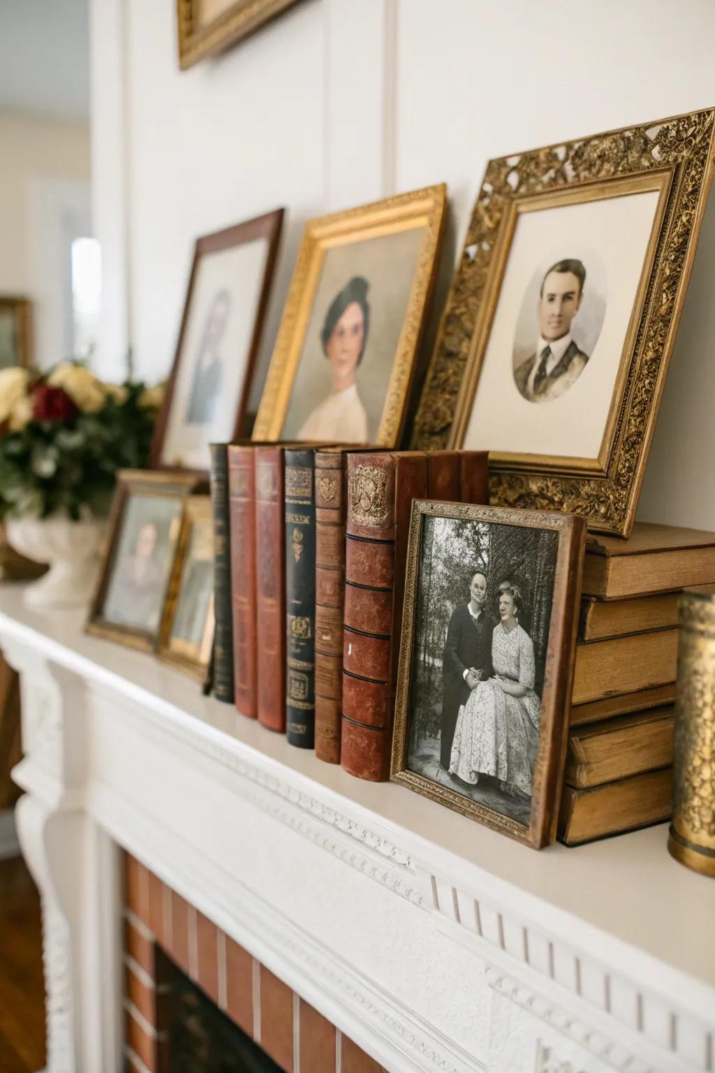 Vintage items impart personality and charm to your spring mantel.