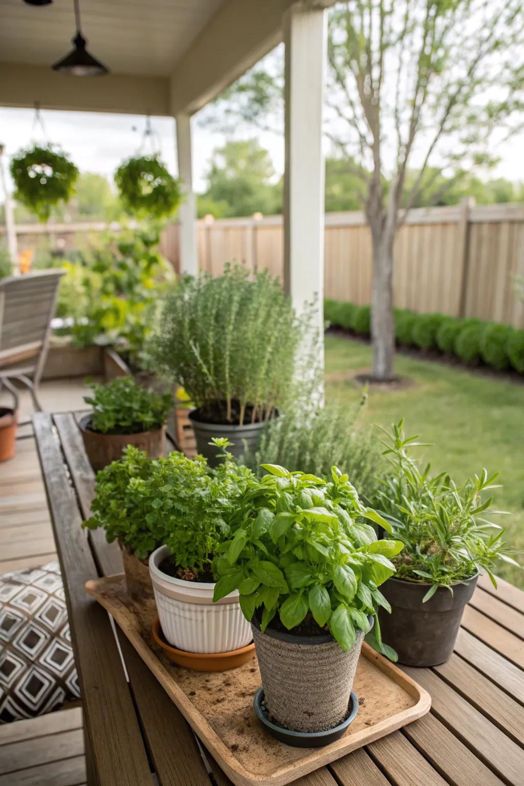 A compact spice enclave infuses both aesthetic appeal and practicality into your porch.