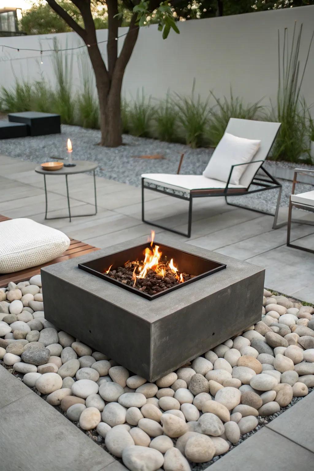 Minimalist metal fire pits deliver a modern aesthetic.