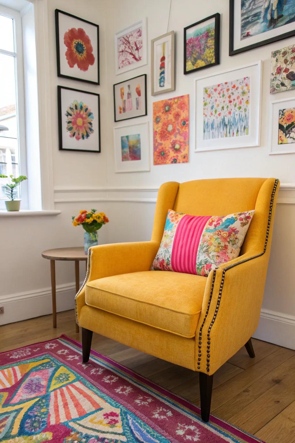 Unexpected pops of color add personality and interest.
