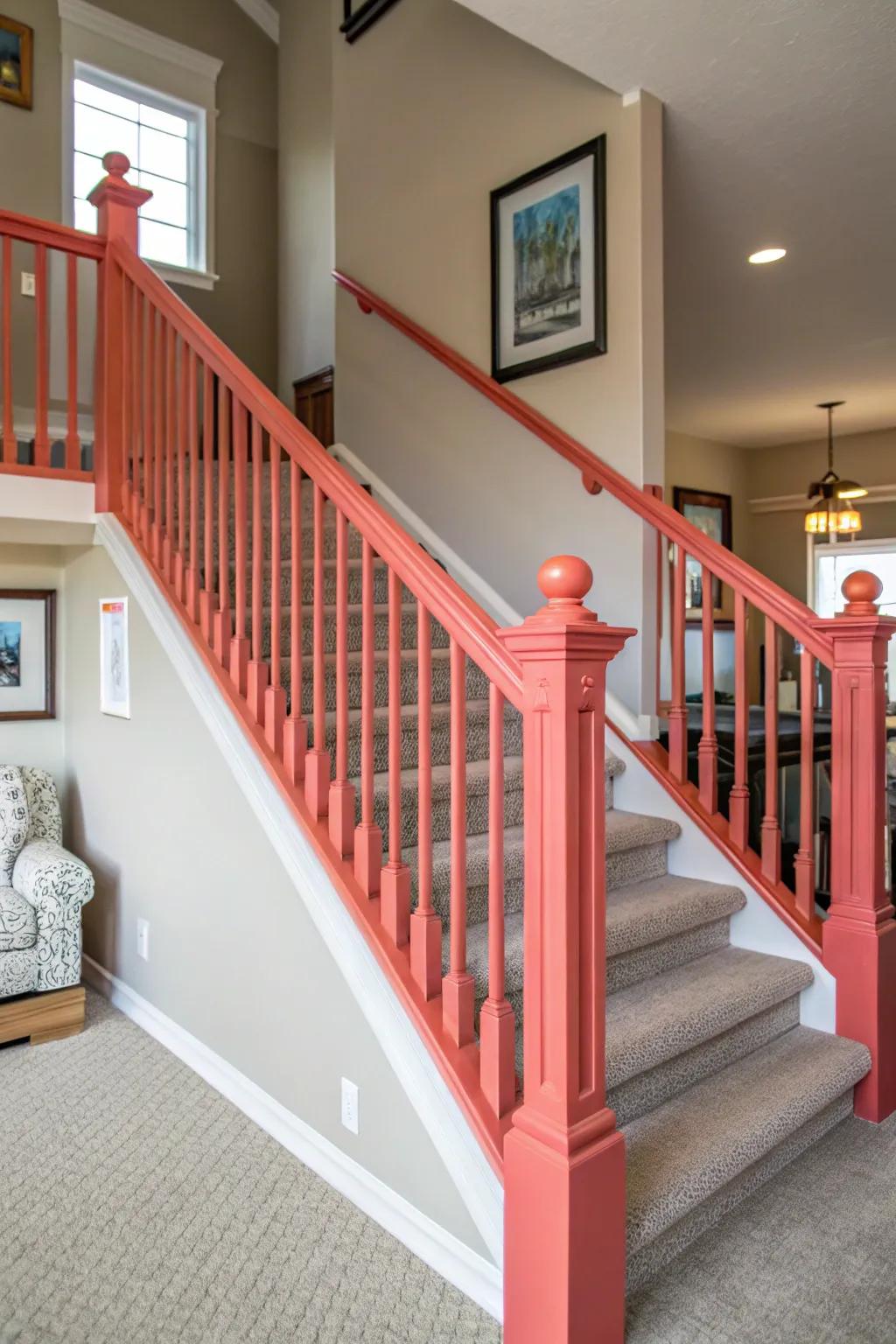 Striking colors make the railing a vibrant focal feature.