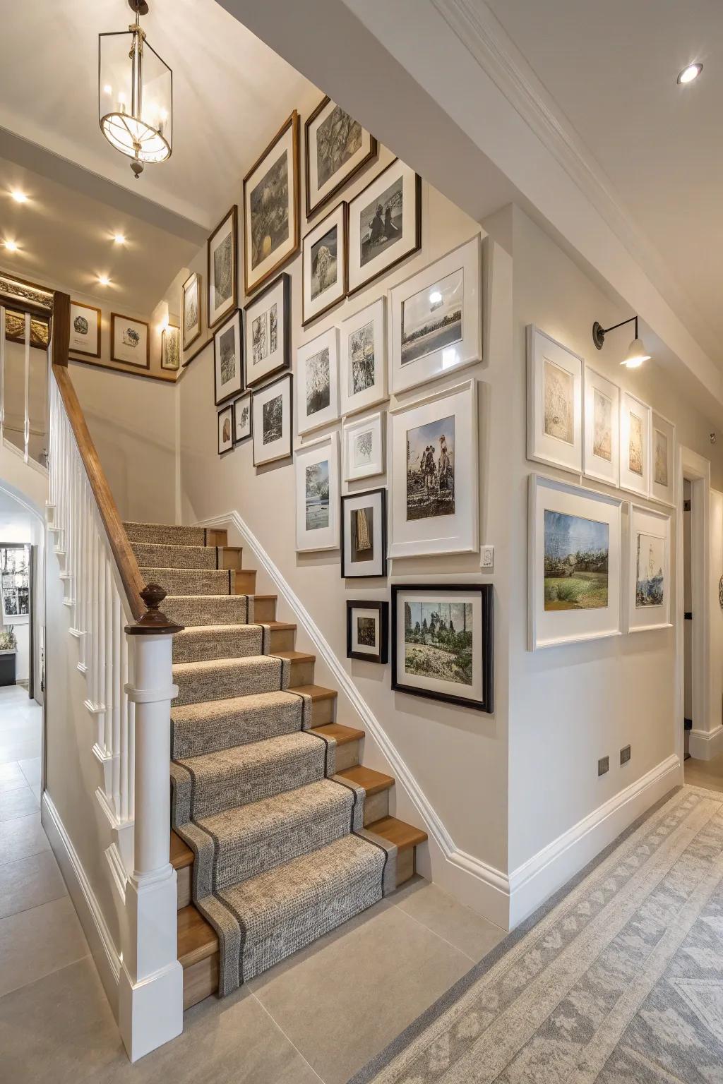 Add a personal touch with an under-stair gallery.