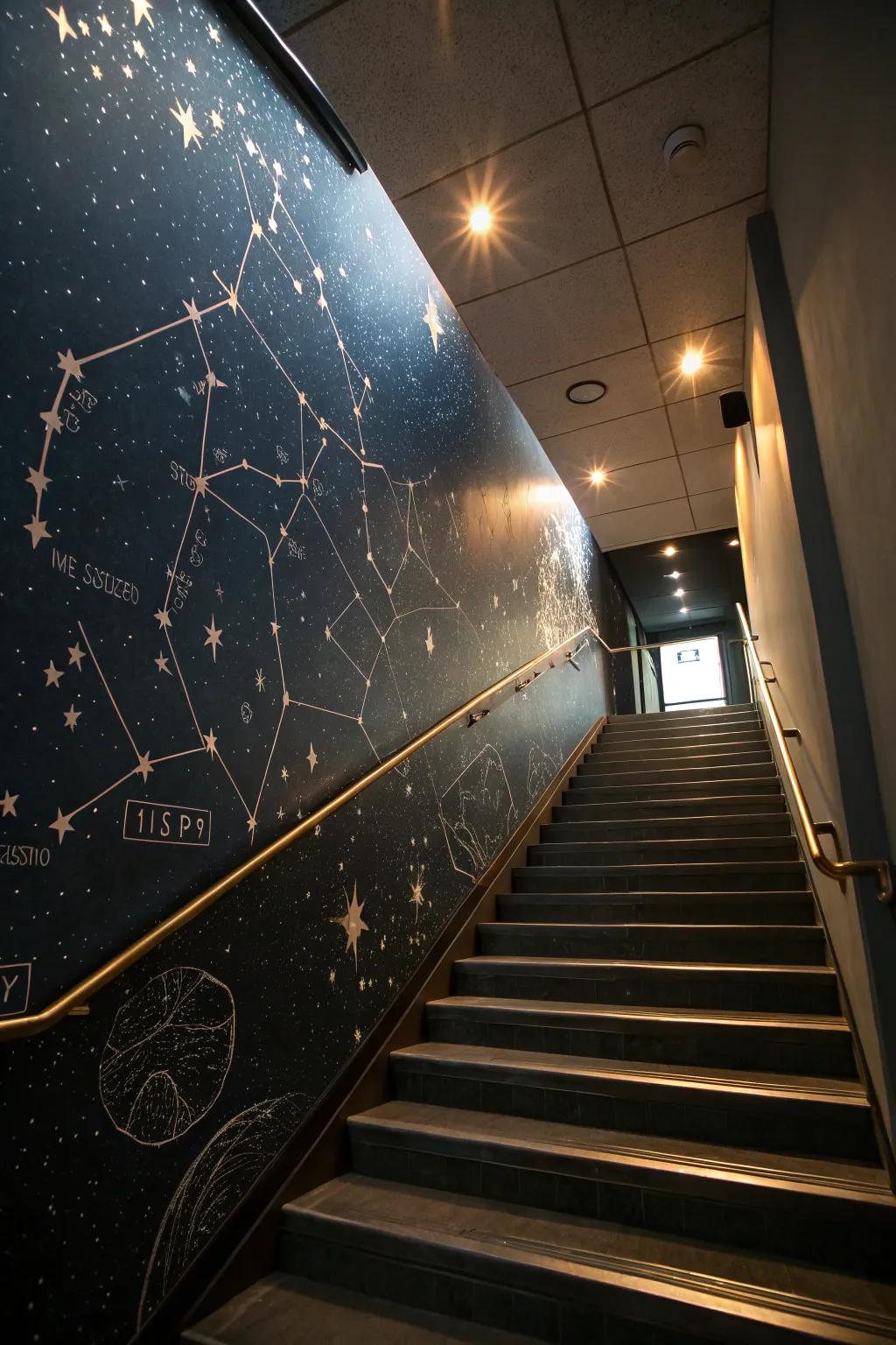 Dream under the stars with a celestial mural.