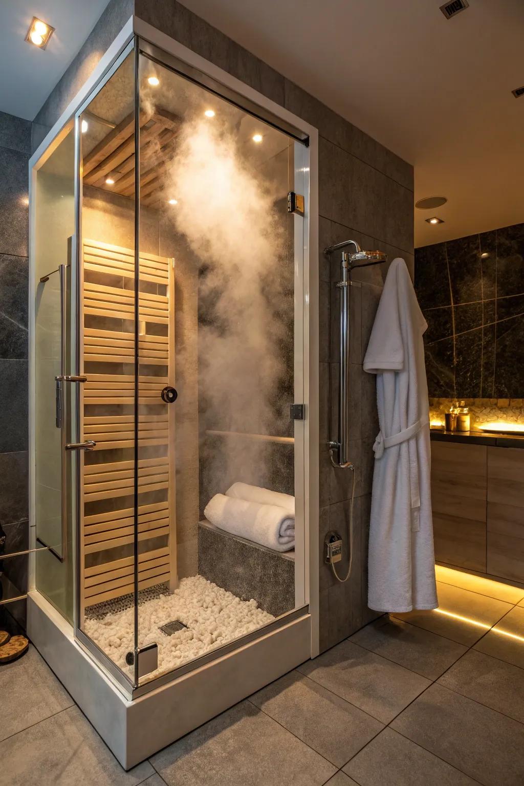 Towel warmers enrich steam showers using a hint of extravagance.