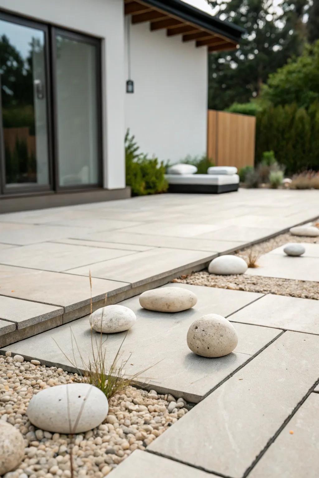 A simple stone patio delivering calm simplicity.