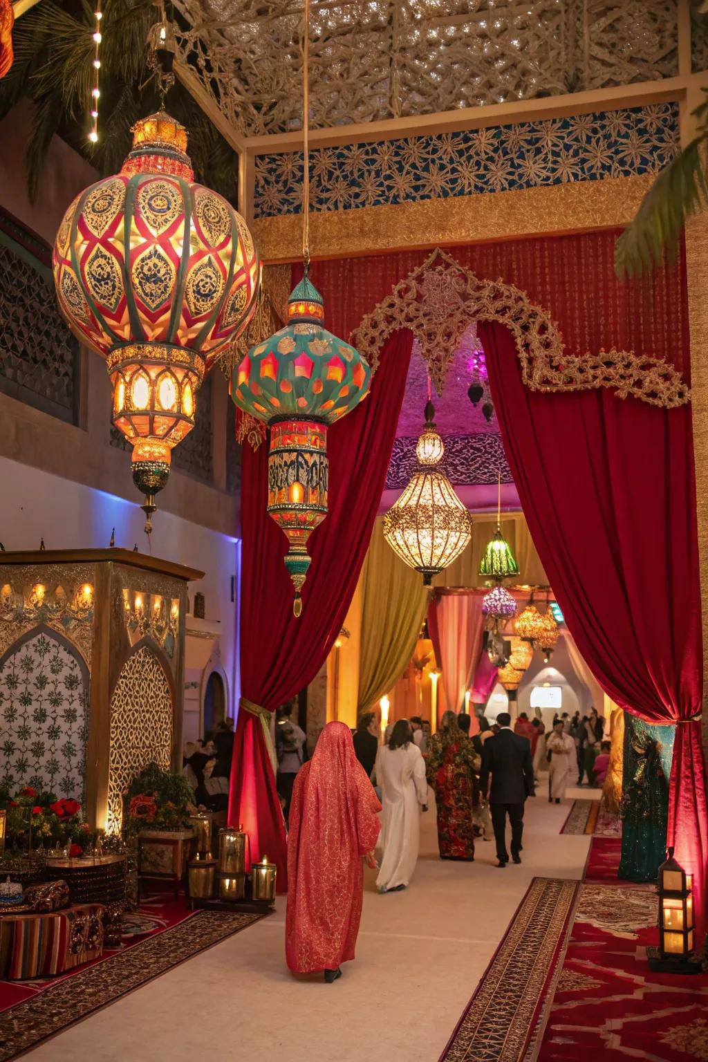 A mystical Moroccan night with exotic decor and vibrant ambiance.