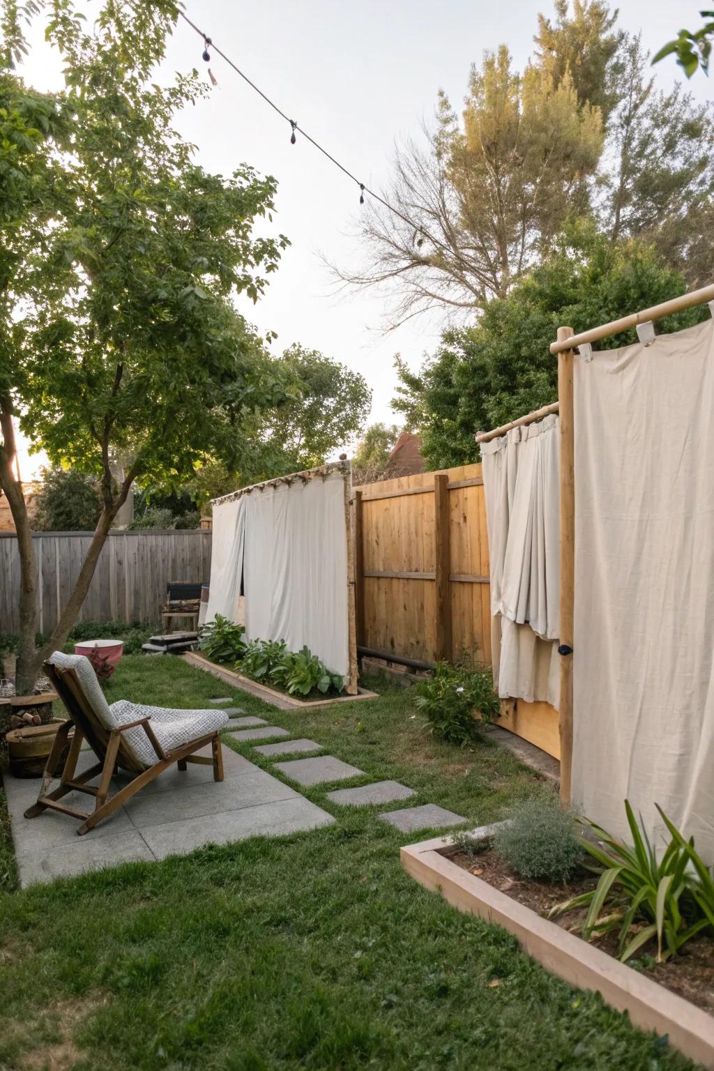 Canvas walls delivering a flexible and stylish privacy solution.