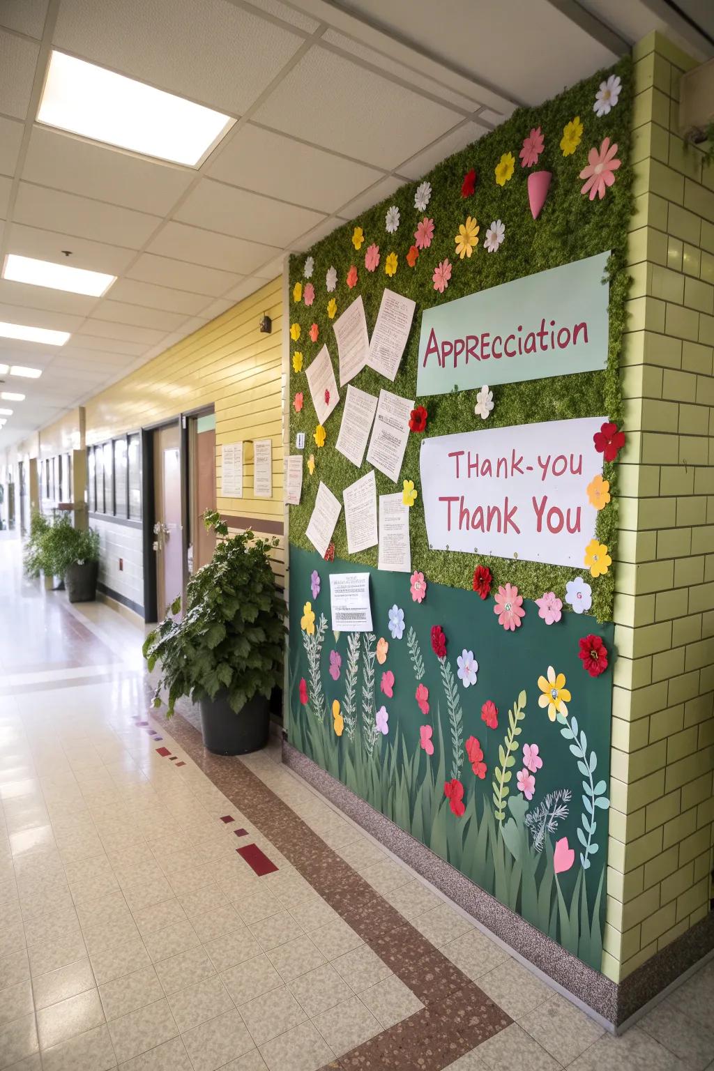 A garden-themed board cultivating gratitude with floral notes.