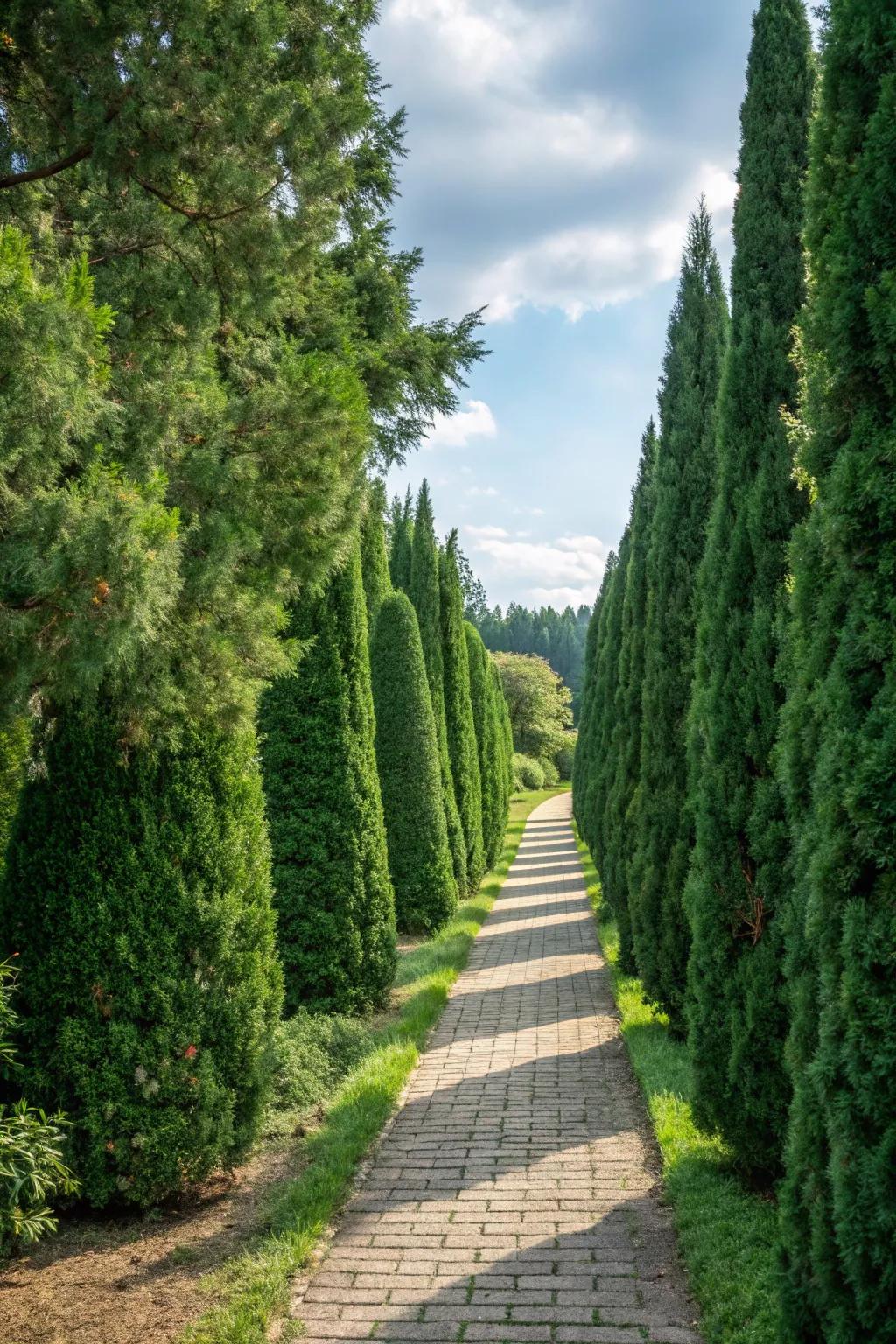 Guide guests with Evergreen-lined pathways.