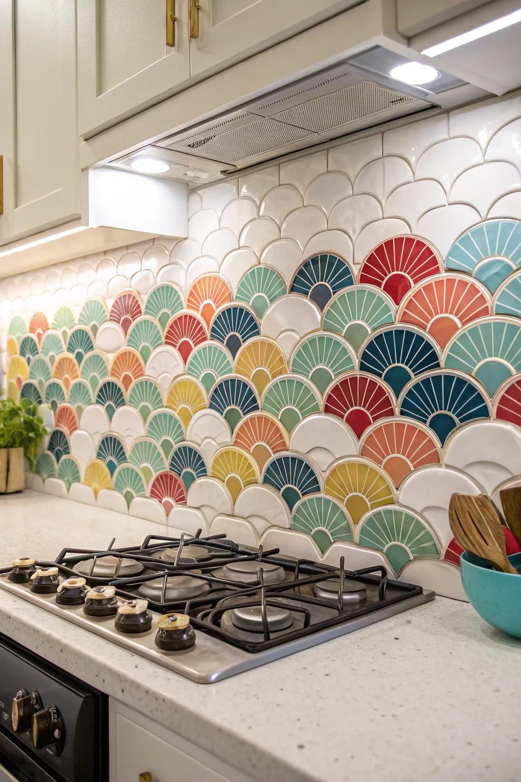 Inject character through tiles in playful figures.