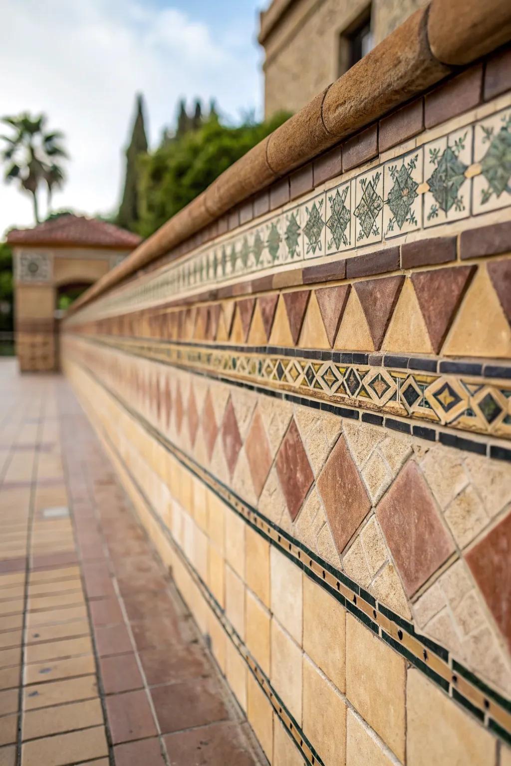 Layered trims provide a unique dimension and interest to tiled surfaces.