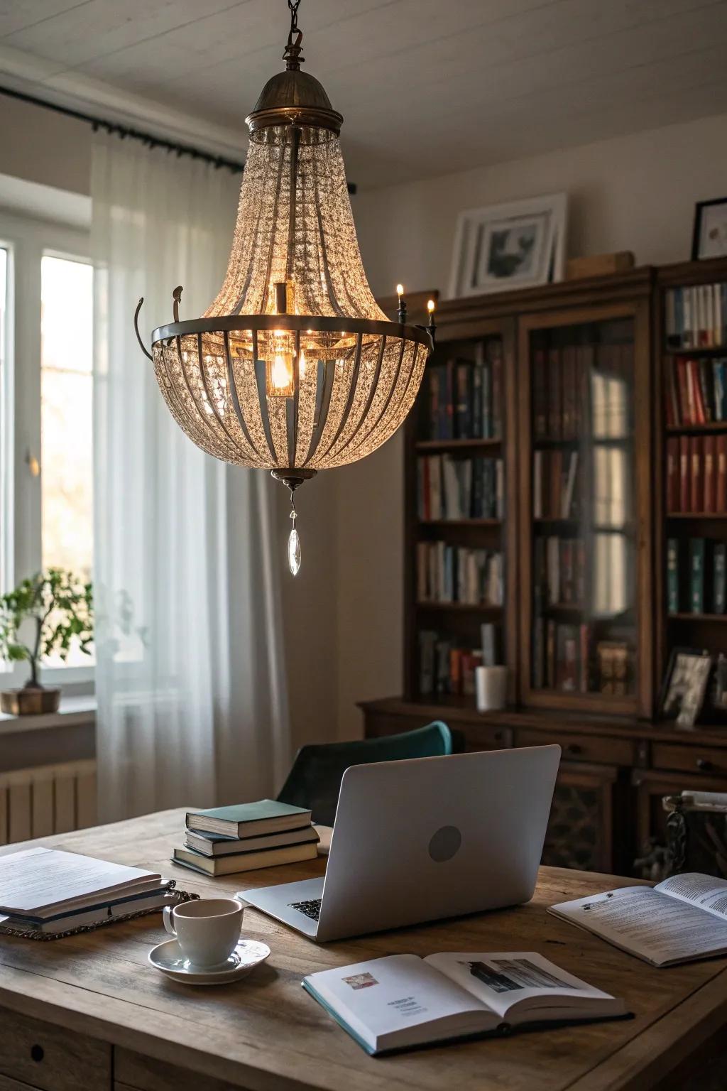 Statement lighting serves as a focal point and injects drama.