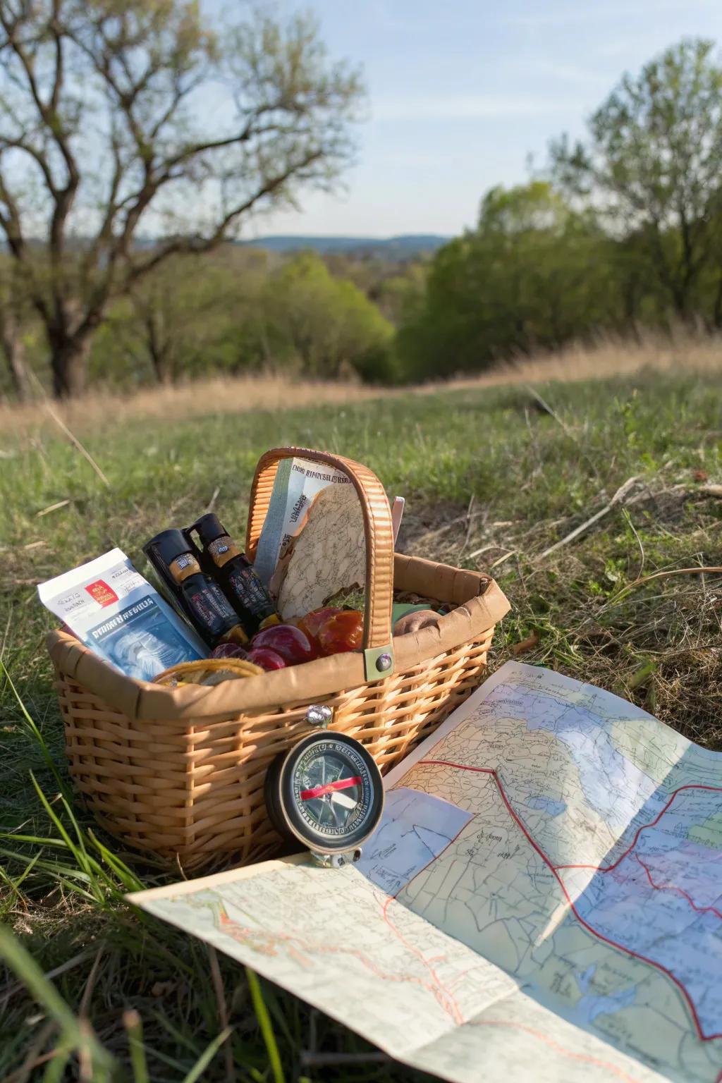 An outdoor adventure basket ready for exploration.