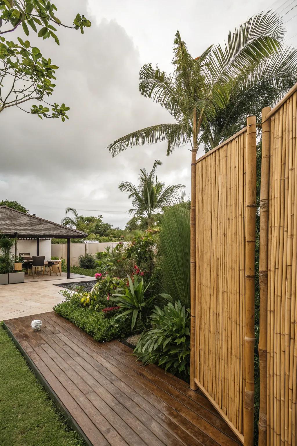 Bamboo provides an exotic feel and enhances privacy.