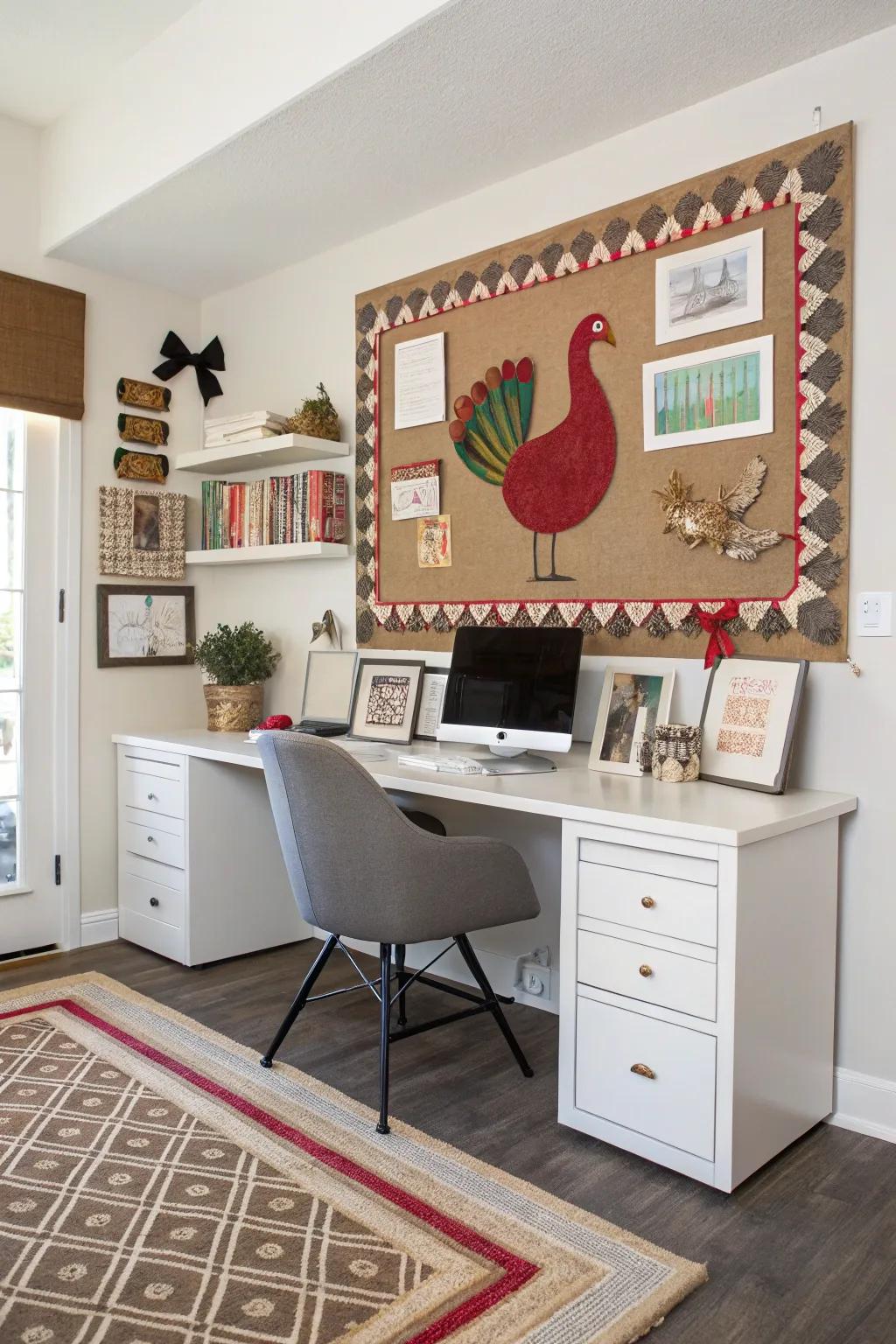 Holiday-themed borders bring a polished finish to the turkey display.
