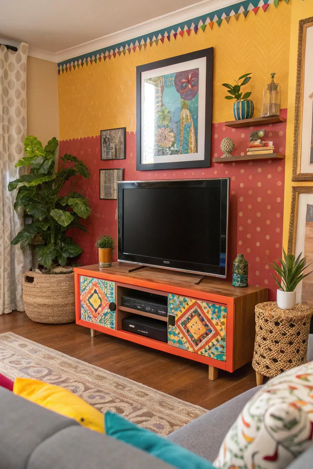 Make your TV a focal point with a vibrant statement frame.