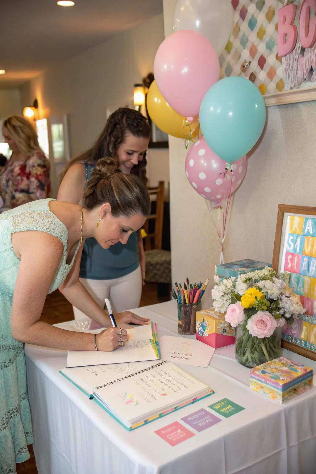 An interactive well-wishing registry filled with heartfelt messages.