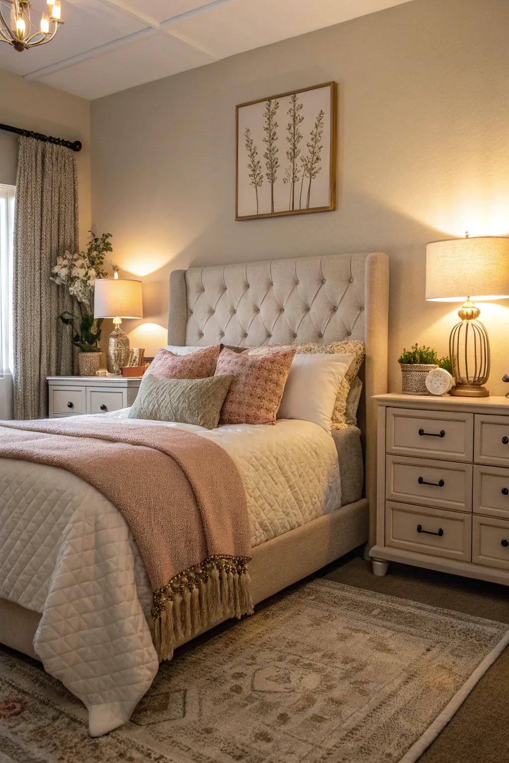 Padded nightstands add a seamless and gentle touch.
