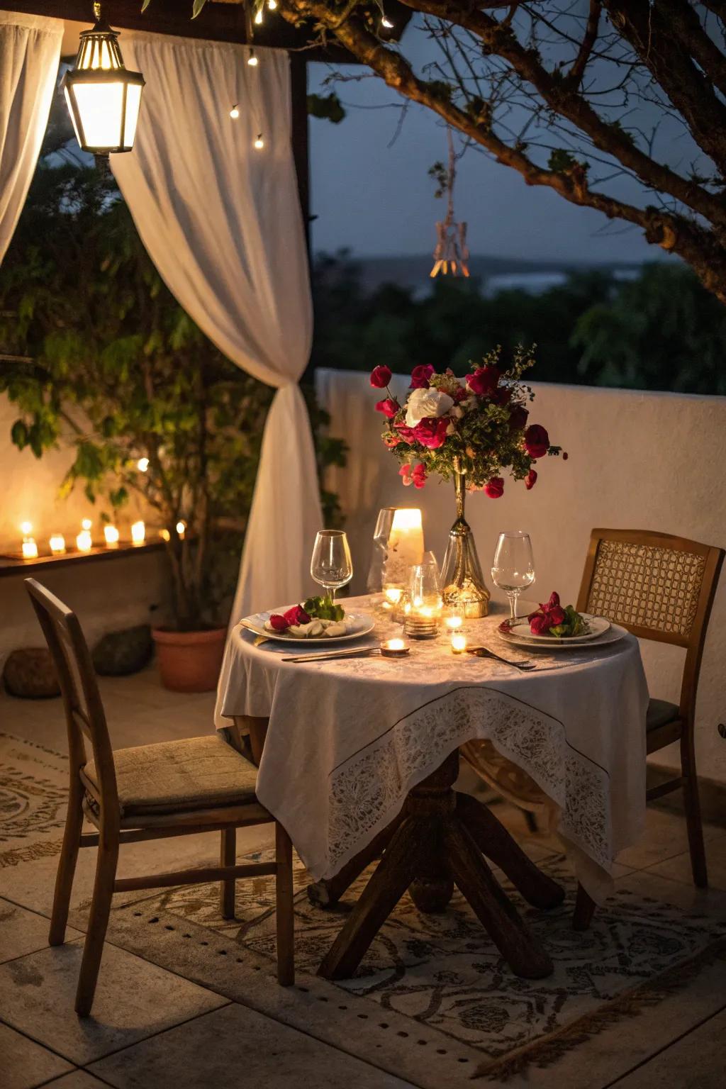 An intimate dining area contributes a cozy touch to your Valentine's evening.