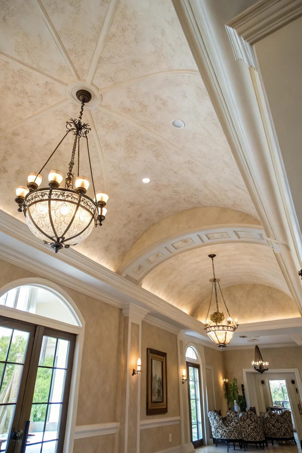 Add a touch of luxury using a Venetian plaster ceiling.