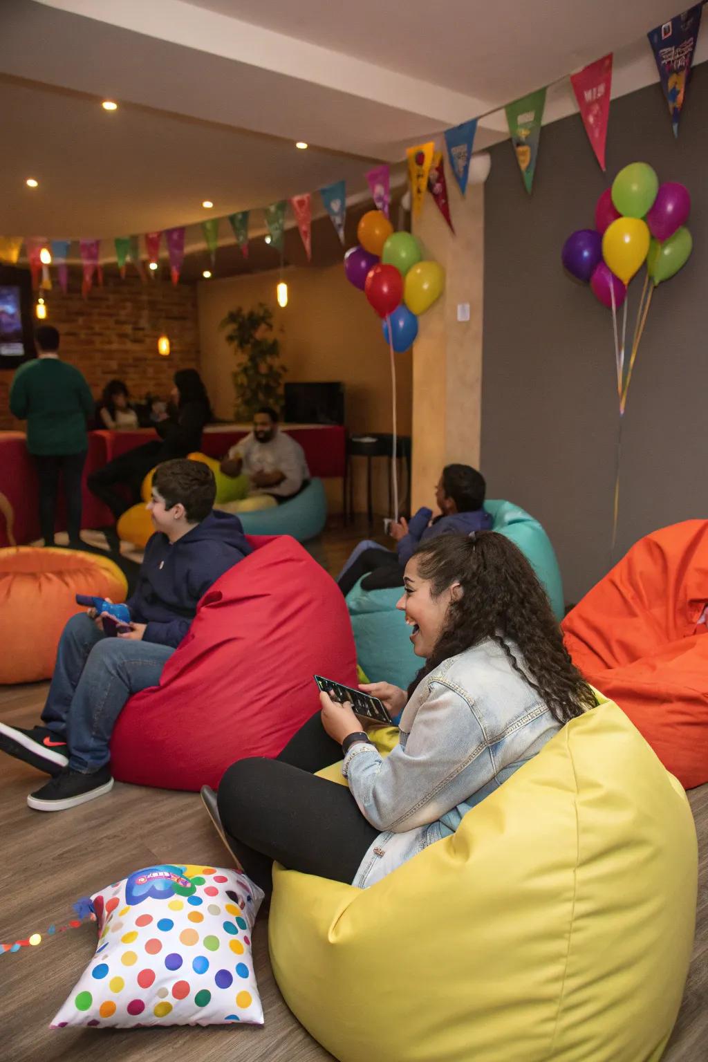 A relaxation nook presents a cozy getaway for attendees.