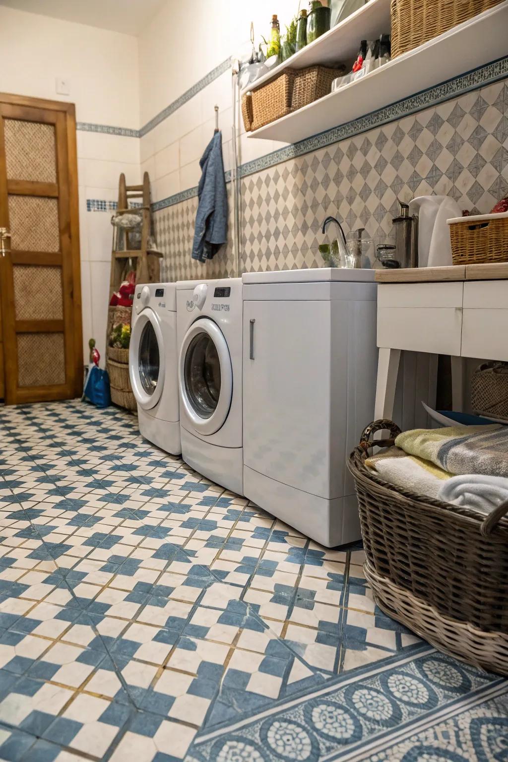 Elaborate floor tiles that add a bold vintage statement.