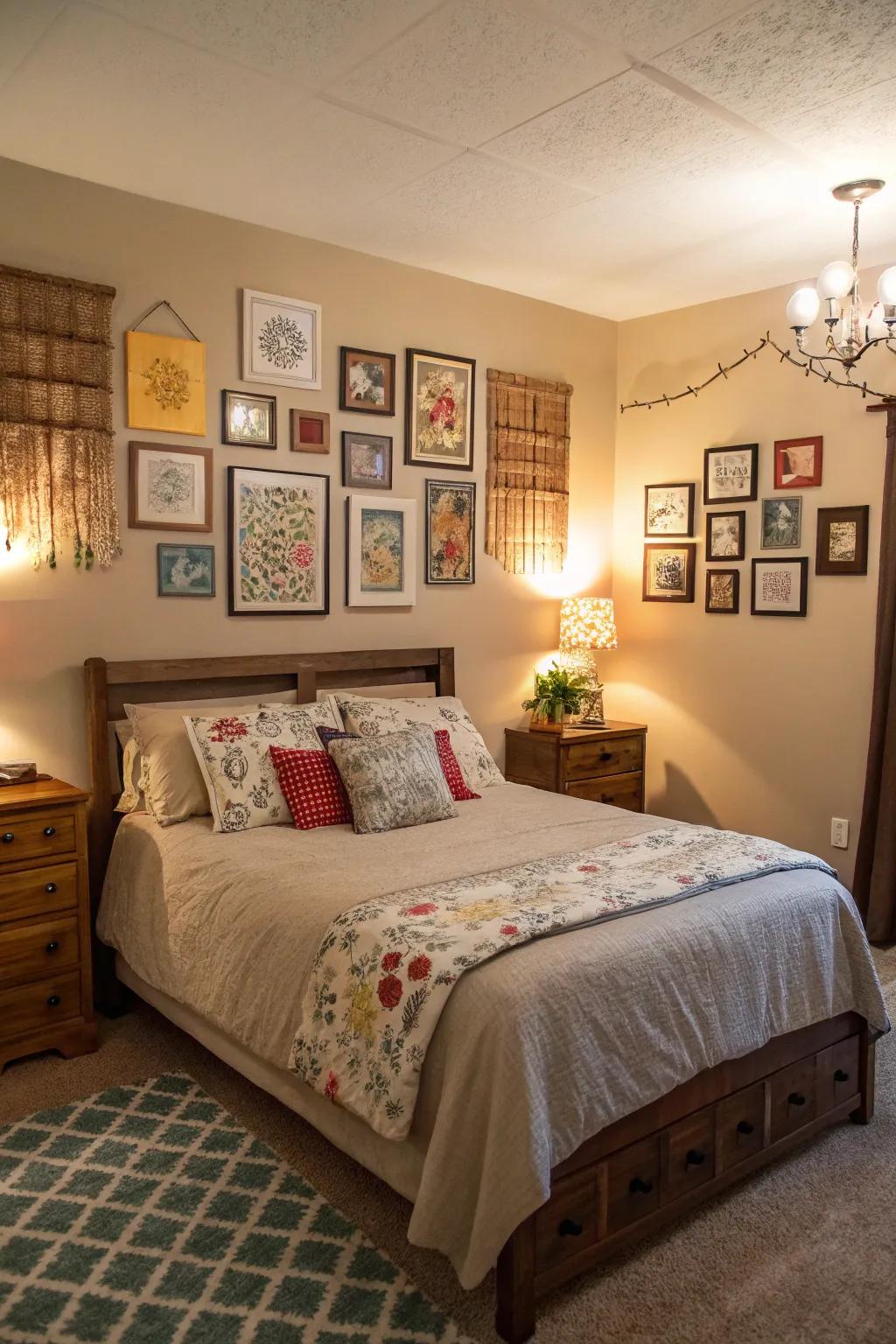 Handmade art projects personalize your bedroom with creativity.