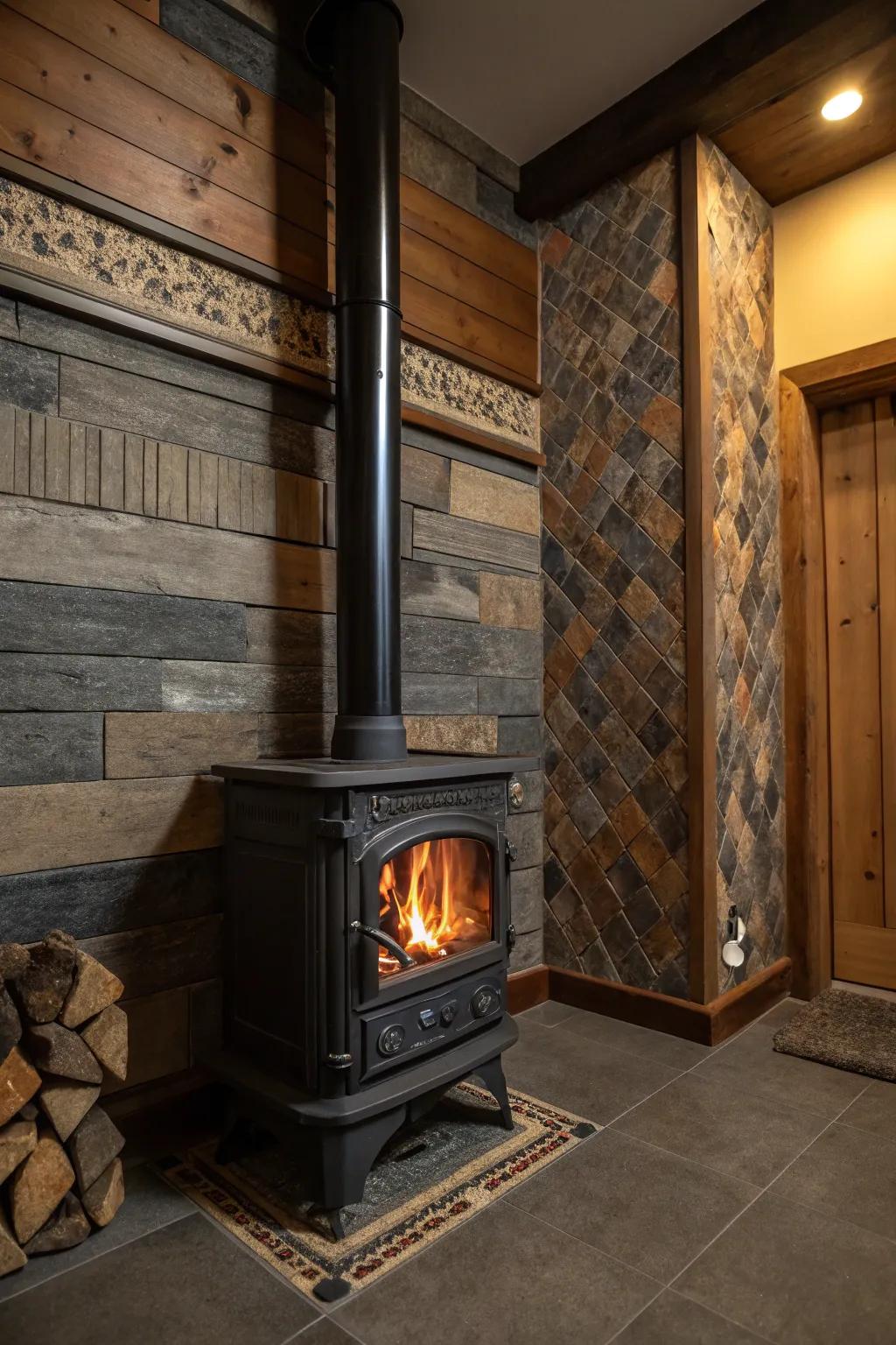 Mixing surfaces creates a chic and layered aesthetic.