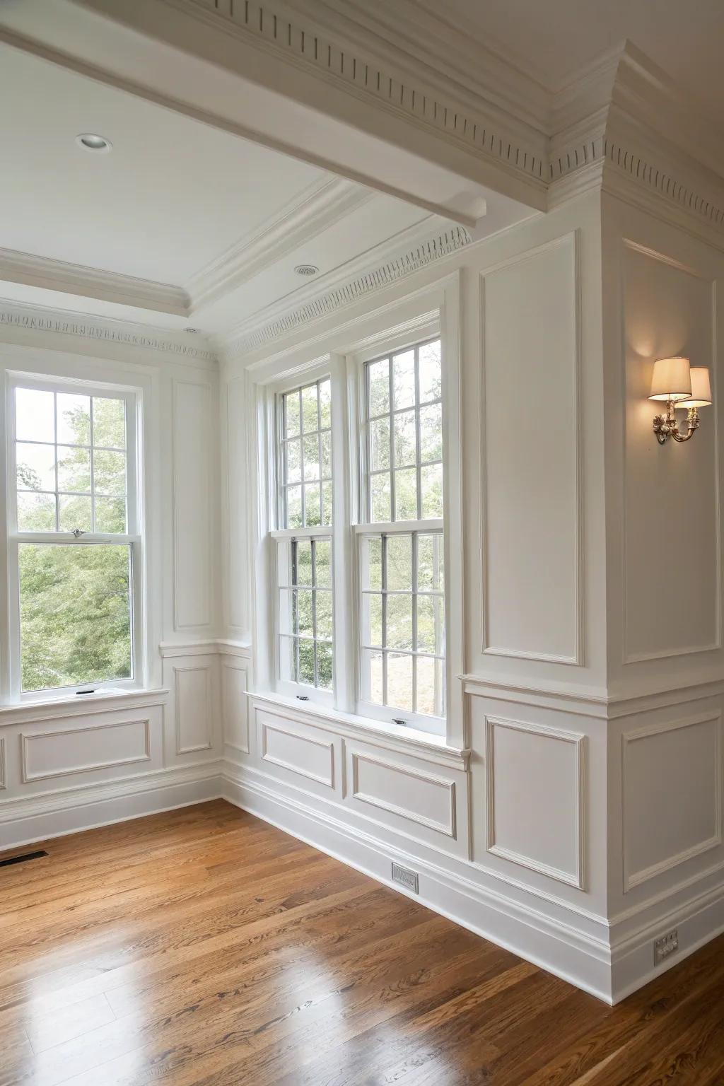 Classic white trims for a clean, timeless look